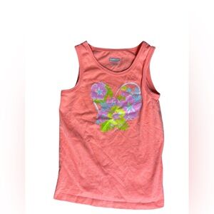 Coral Tank Top with Floral Heart Design